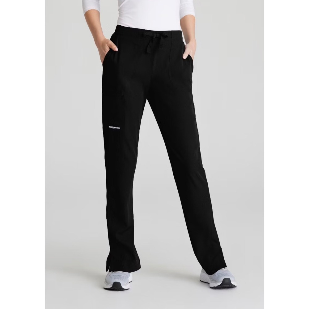 Skechers by Barco Black Cargo Scrub Pants Women XS Drawstring Flare Leg